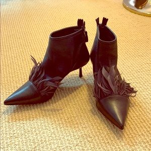 AGL black boot adorned with feathers